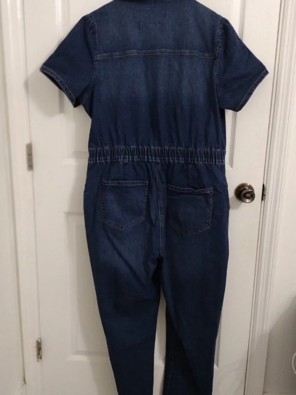 Celebrity Pink Denim Cargo Boilersuit Jumpsuit XXL Stretch Blue One Piece - Picture 5 of 9